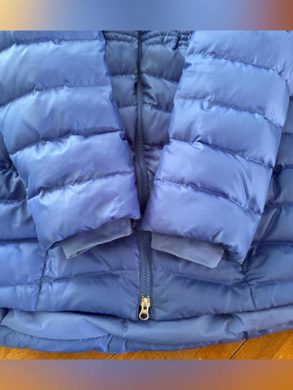 Women’s Lands' End Royal Cobalt Blue Hooded Mid-Length Puffer Coat Jacket, Large - Picture 4 of 12